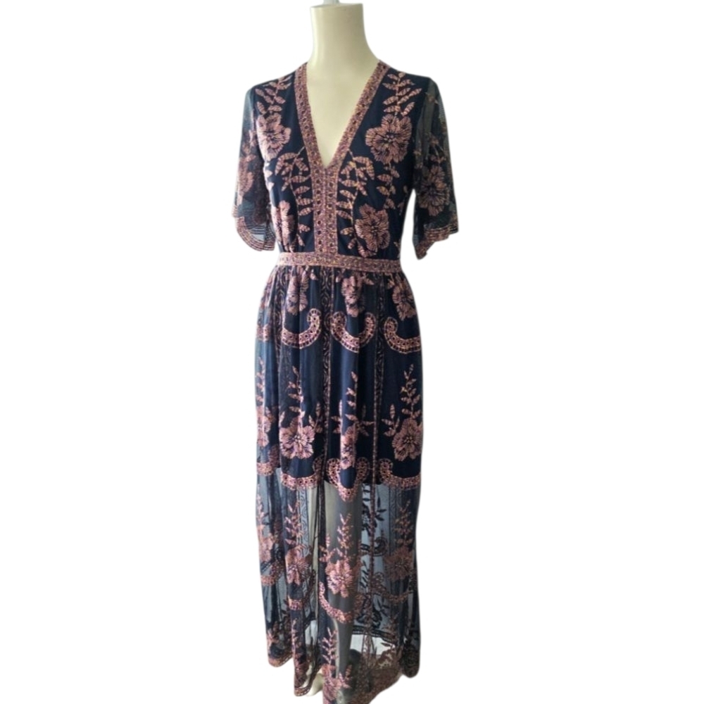Altar'd State Embroidered Maxi Dress Boho Hippie Festival Size Small Party Dress